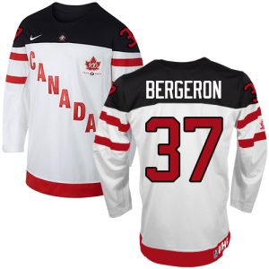 Olympic Hockey Team Canada #37 Patrice Bergeron Authentic Weiß 100th Anniversary